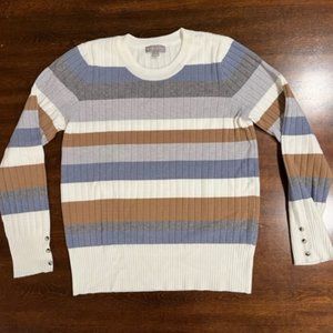 Evoultion by Cyrus - Rooney Button Cuff Fitted Ribbed Sweater - Size M